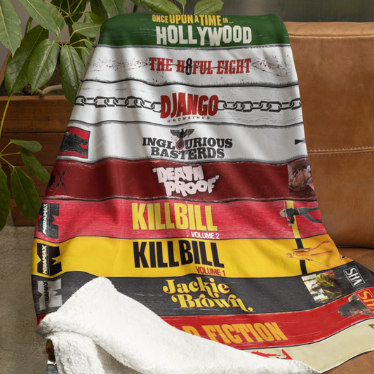 Movie Themed Tarantino VHS Art -  Sherpa Blanket