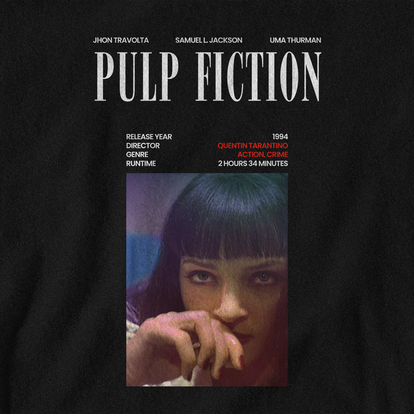 Pulp Fiction Mia Cover Vibe - T-Shirt