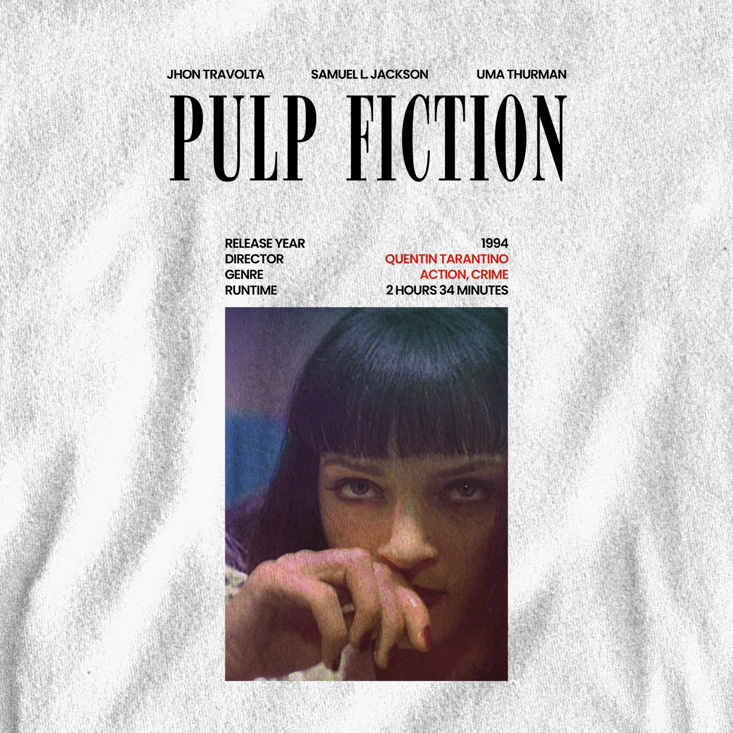 Pulp Fiction Mia Cover Vibe - T-Shirt